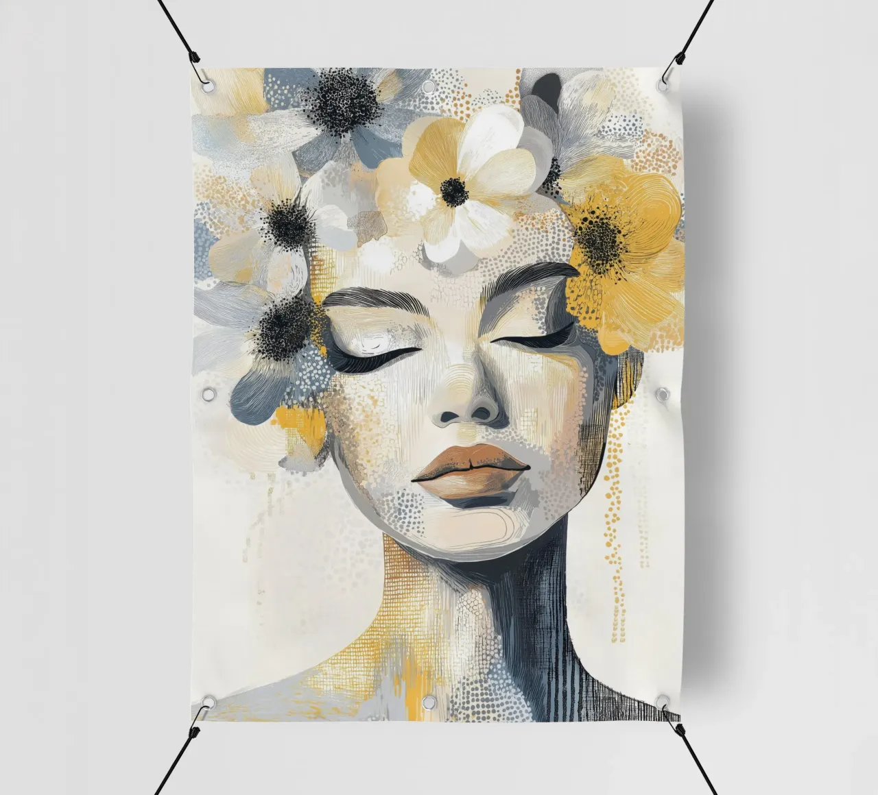 Donna con fiori telo in pvc da Imagine