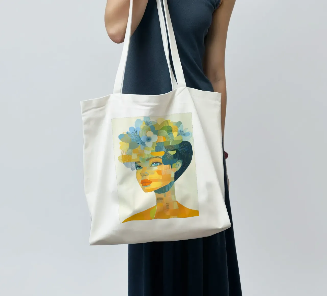 Woman with flowers tote bag by Imagine