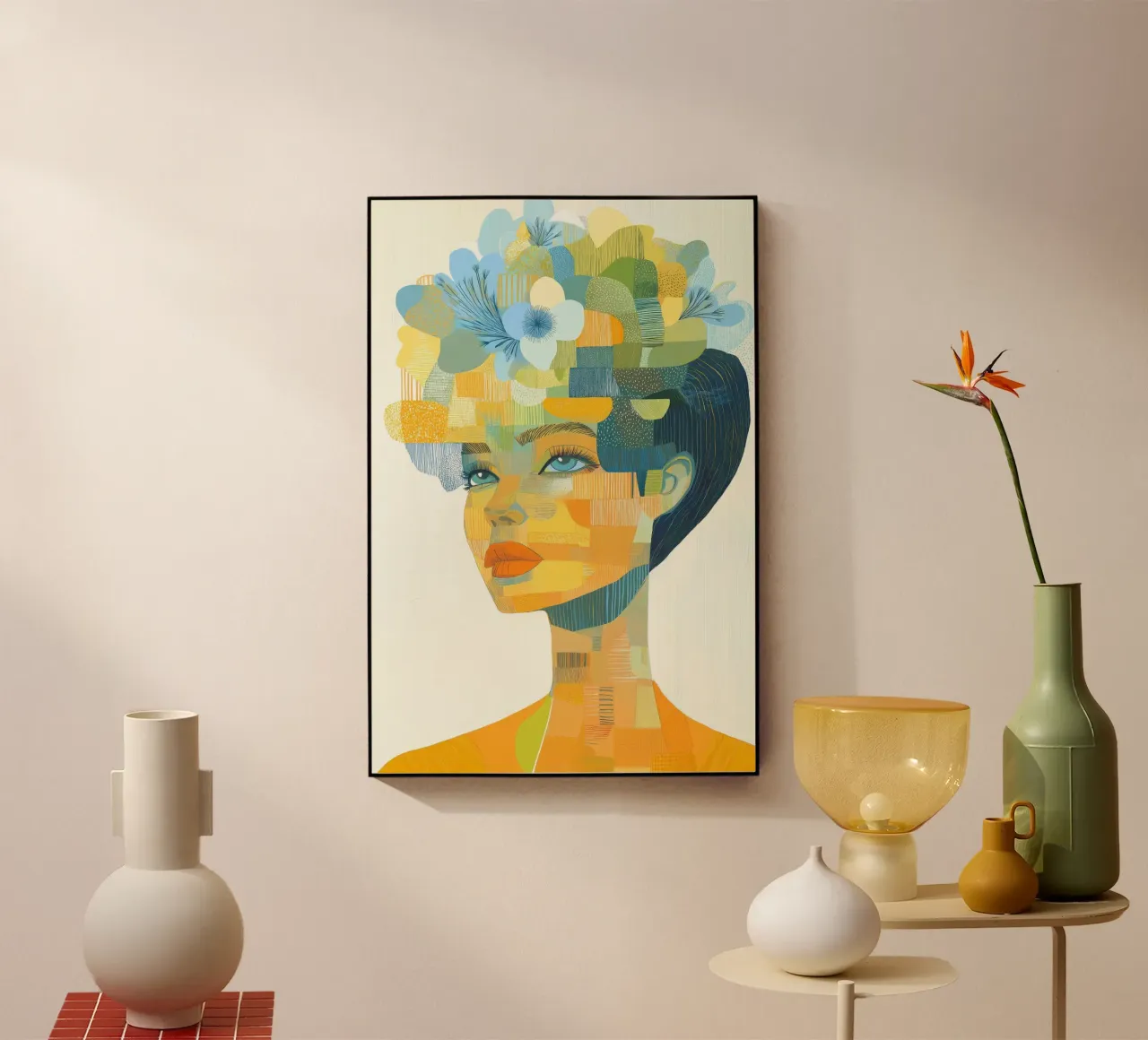Donna con fiori plexiglass da Imagine