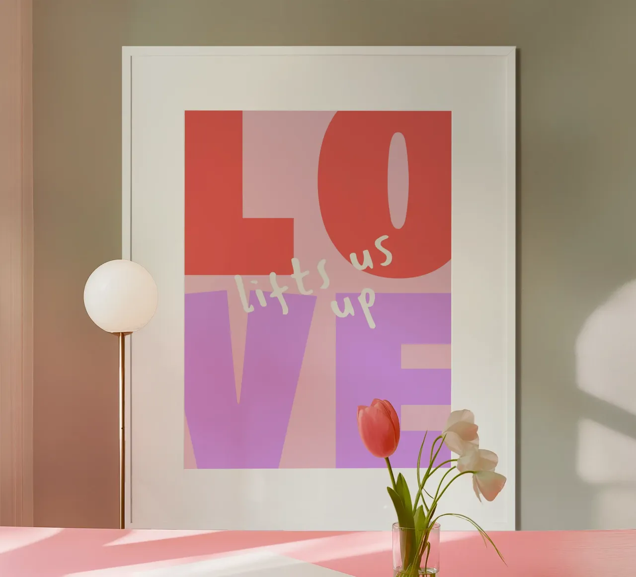 Love lifts us up II poster con telaio in alluminio da Bureau Purpur