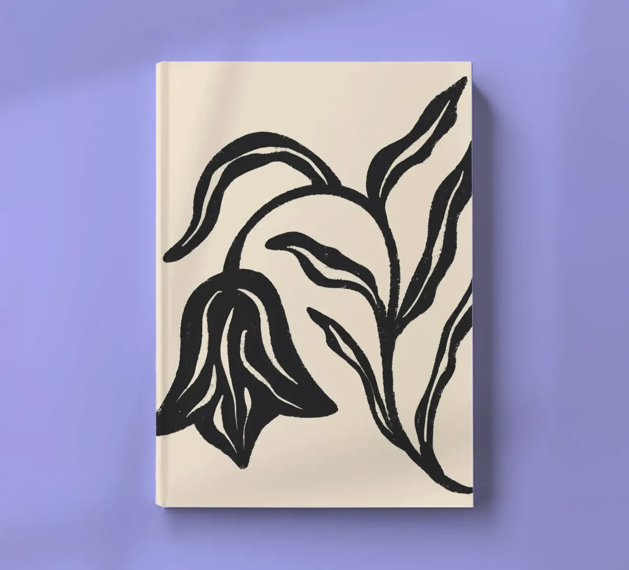 Textured Black Tulip Botanical Art notebook by Wackapacka