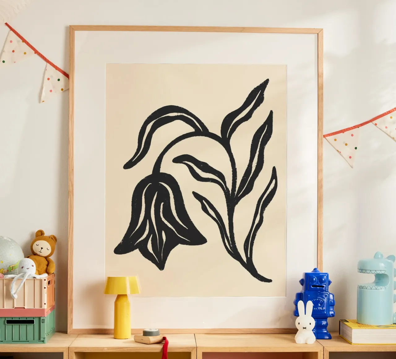Textuur Zwarte Tulp Botanische Kunst poster met aluminium frame van Wackapacka