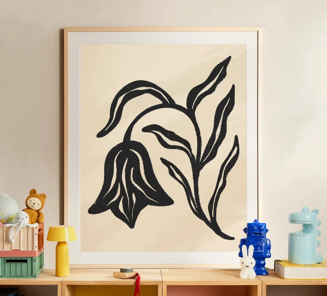 Textuur Zwarte Tulp Botanische Kunst poster met aluminium frame van Wackapacka
