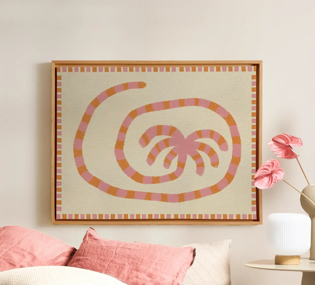 Swirl of Summer Palm tela con Cornice a cassetta da Shatha Al Dafai