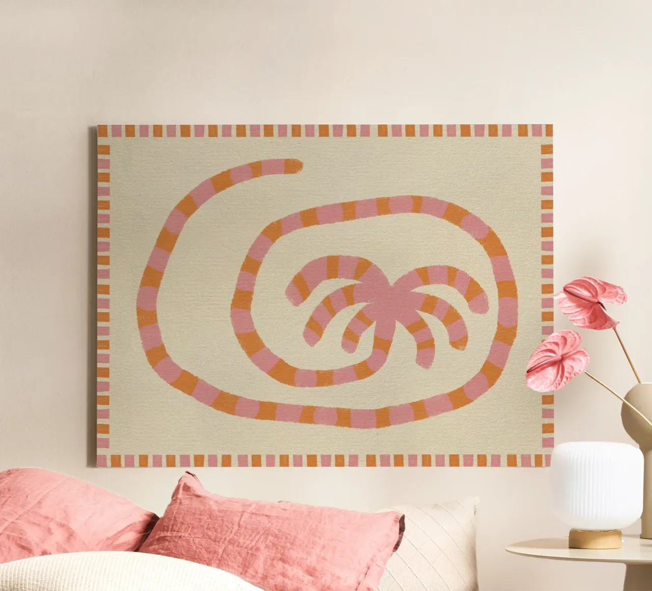 Swirl of Summer Palm tela con Cornice a cassetta da Shatha Al Dafai