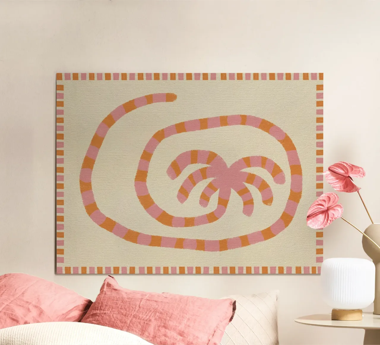 Swirl of Summer Palm poster con telaio in alluminio da Shatha Al Dafai