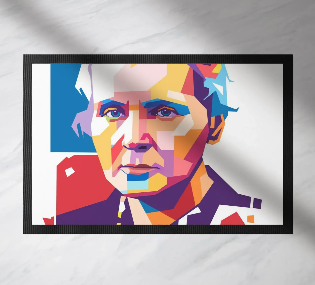 Retrato pop art de Marie Curie felpudo de Hantamrata