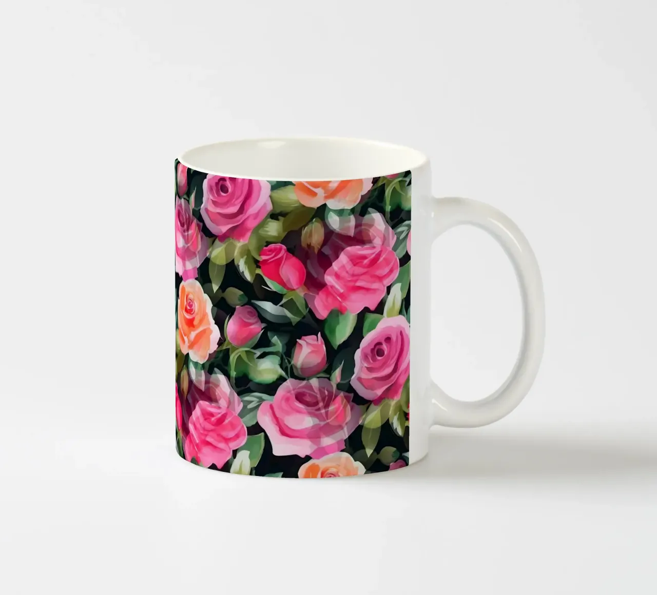Rose fiorite rosa e arancione tazza in ceramica da SilverPegasus