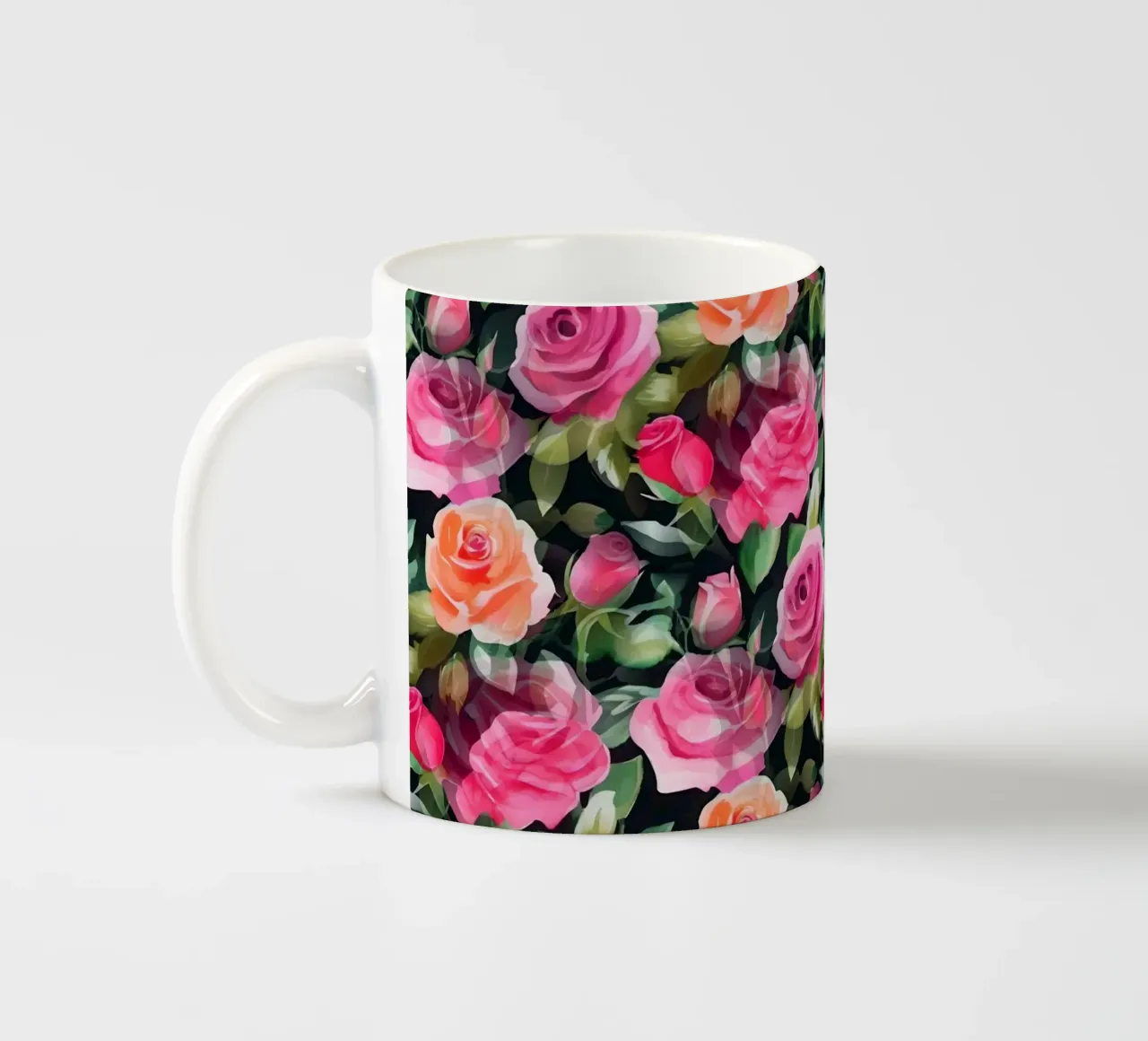 Rose fiorite rosa e arancione tazza in ceramica da SilverPegasus