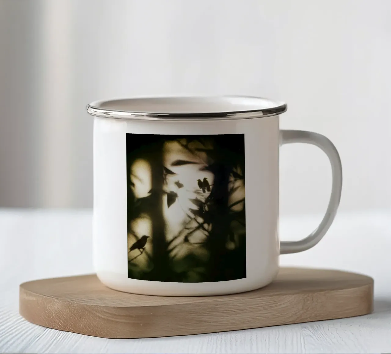 Three Birds tazza in smalto da Angelo Cerantola