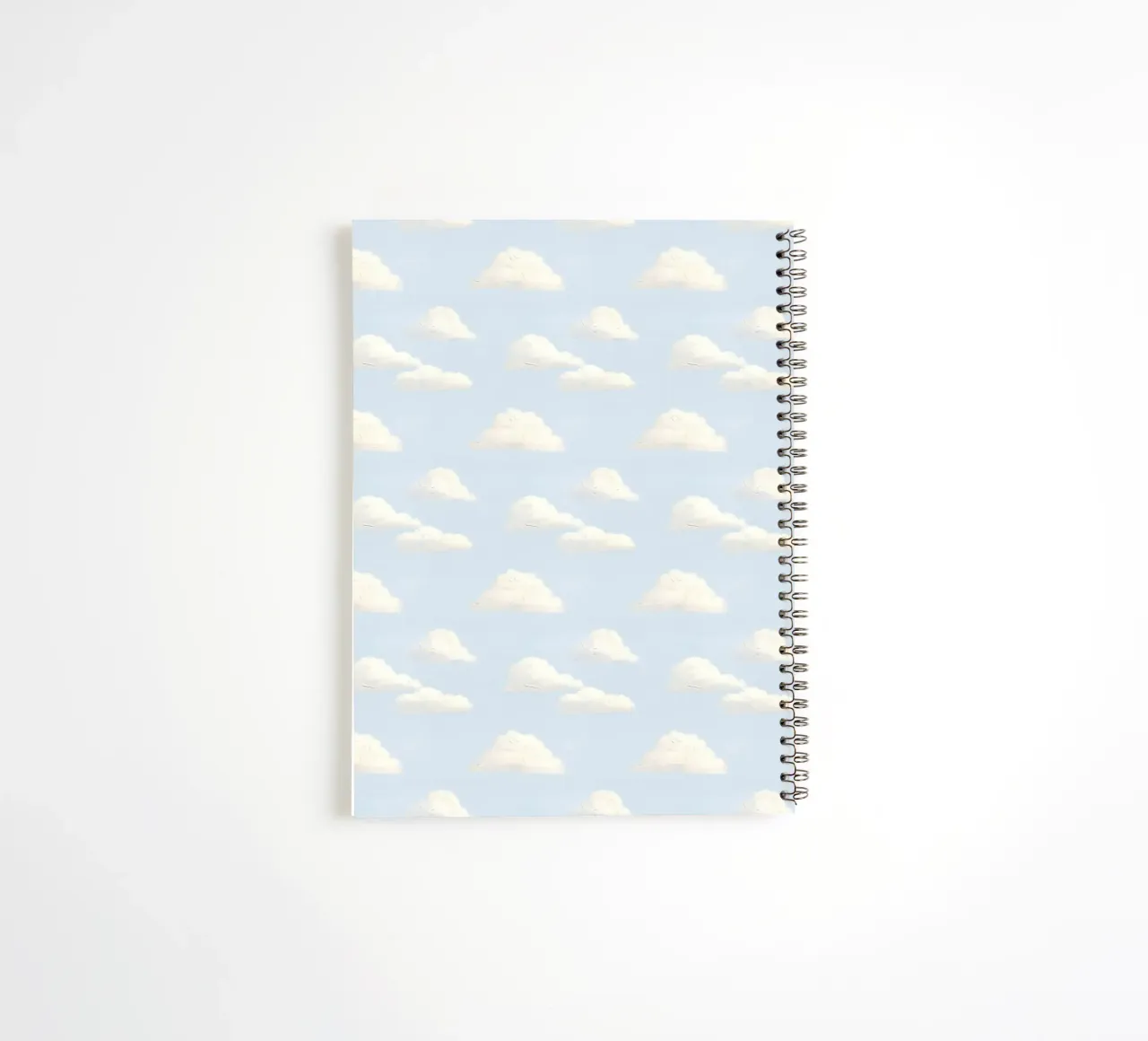 White Clouds Waltz in Pastel Blue Sky Calm Spiritual Art spiral notebook by Gentle Echoes Art