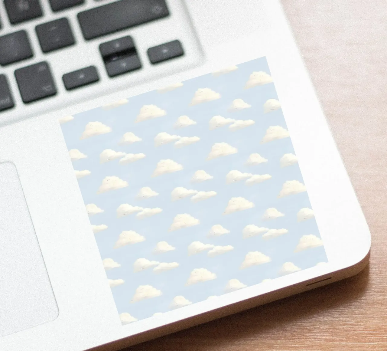 White Clouds Waltz in Pastel Blue Sky Calm Spiritual Art sticker by Gentle Echoes Art