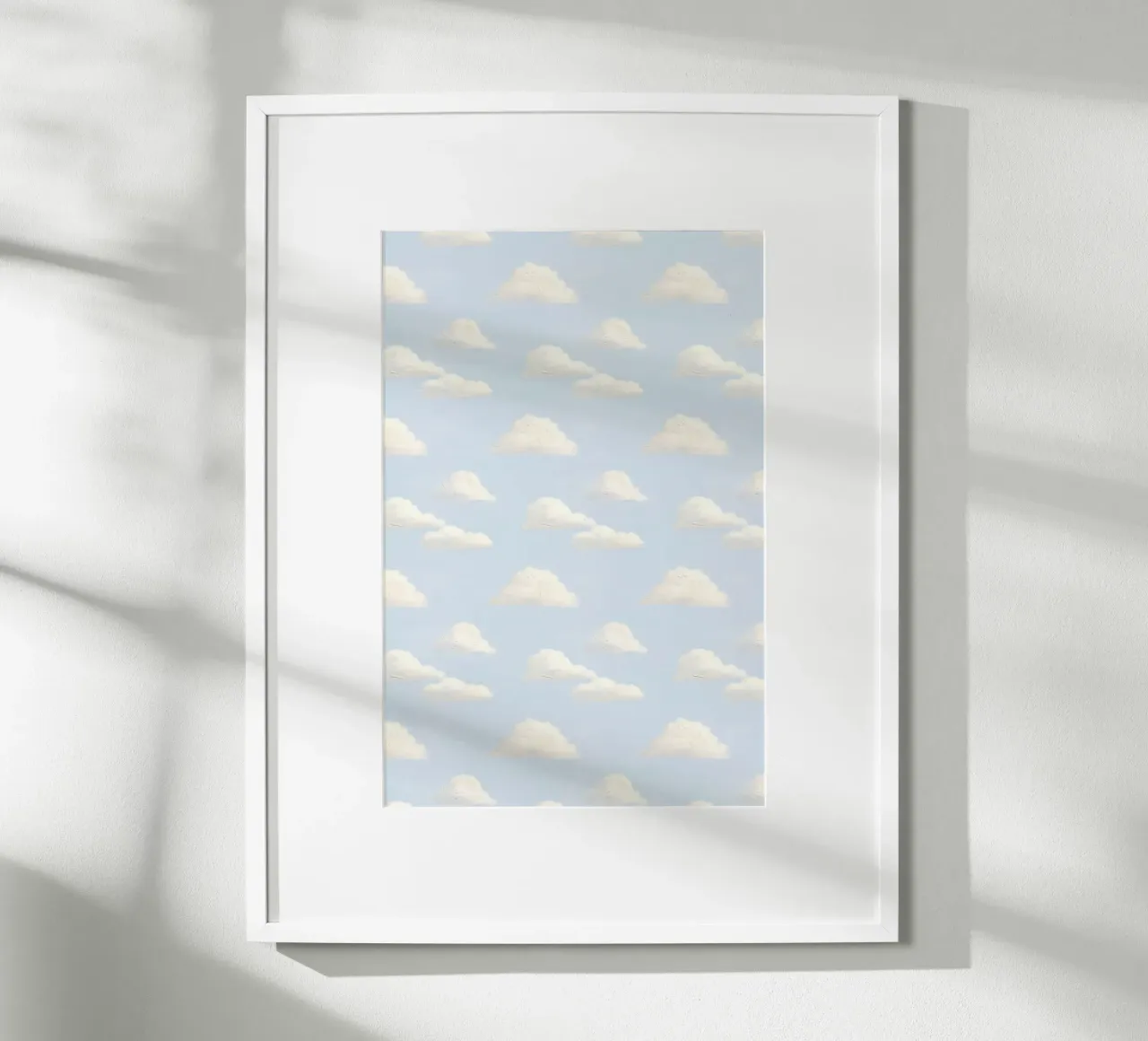 Valzer di nuvole bianche in un cielo blu pastello Calma e spiritualità carta hahnemühle da Gentle Echoes Art