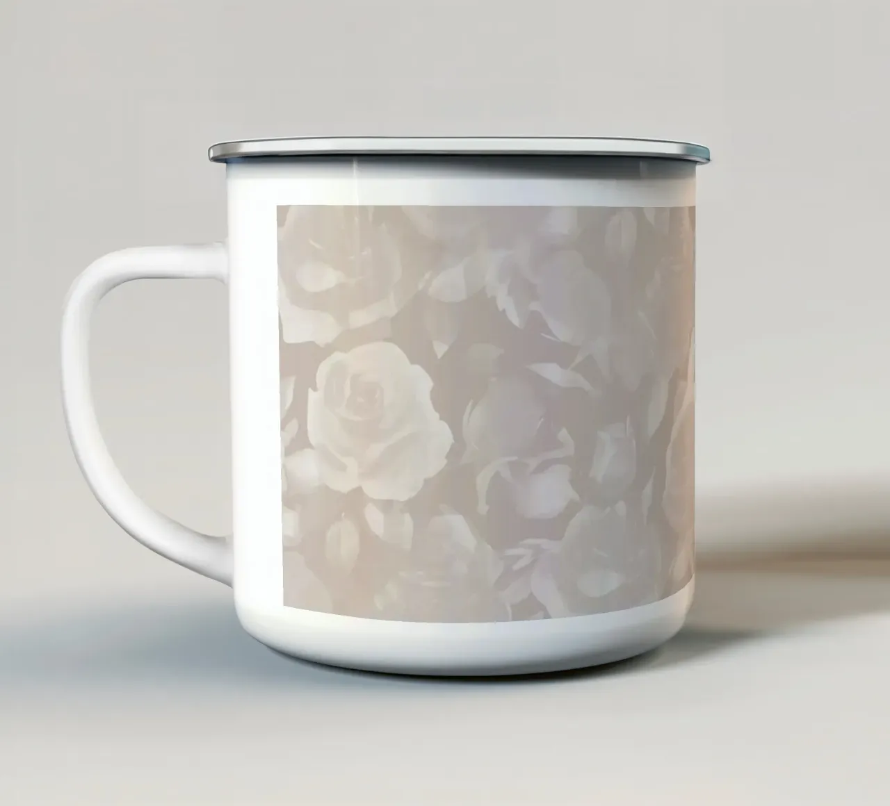 Rose in fiore Taupe tazza in smalto da SilverPegasus