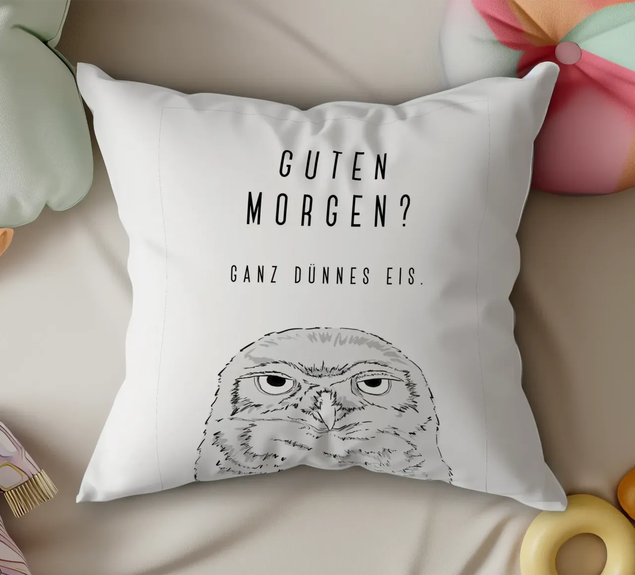 Guten Morgen - Grumpy owl cuscino da BAINAI