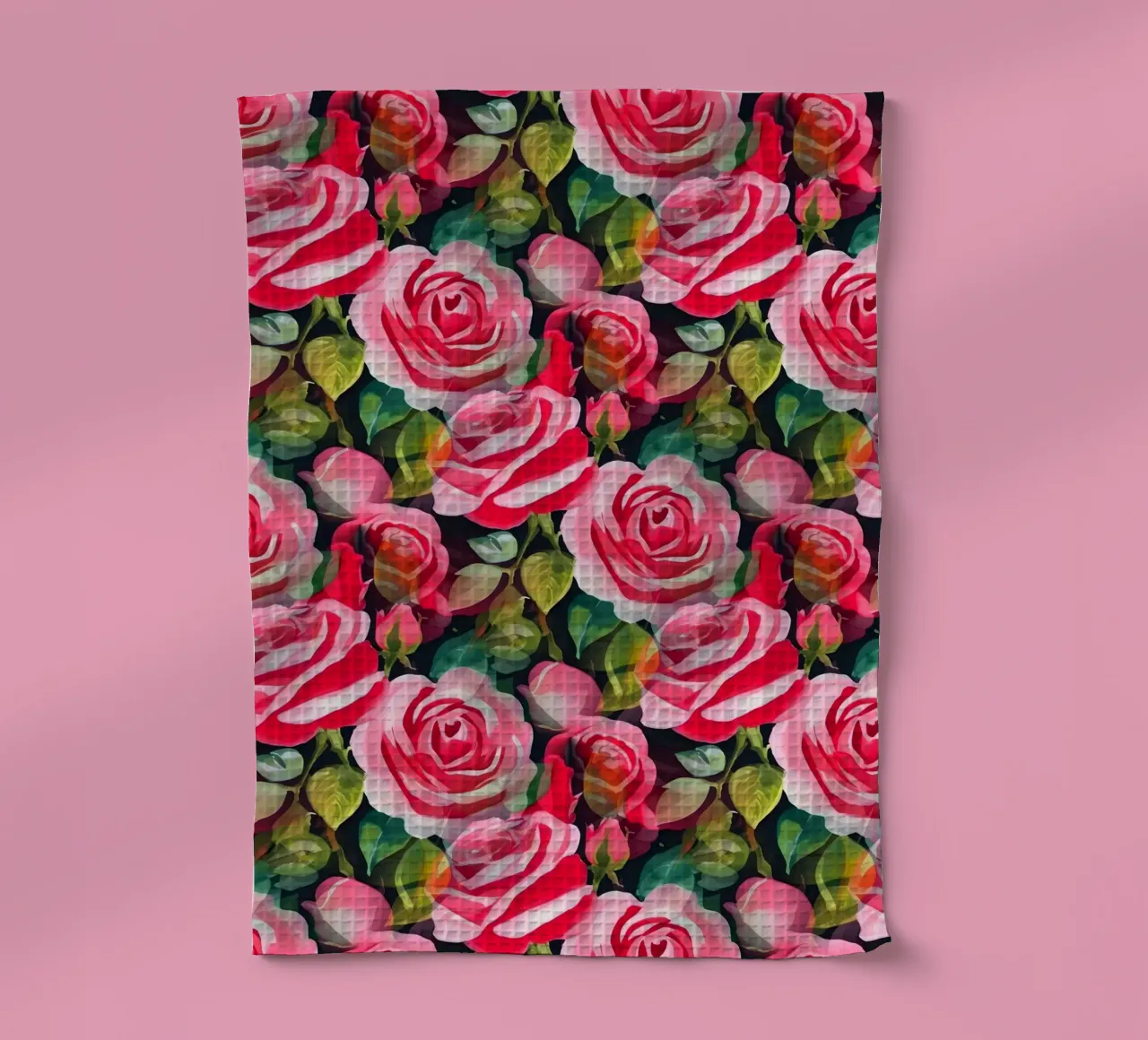 Lush Big Roses Hot Pink tea towel by SilverPegasus
