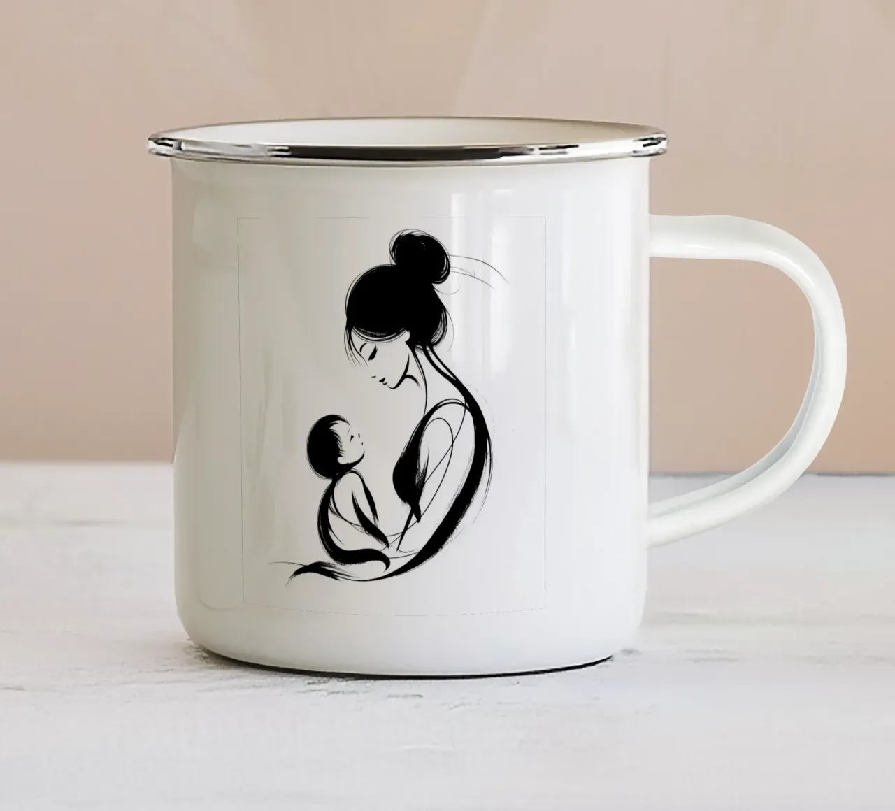 Madre e figlio tazza in smalto da Digital Naive