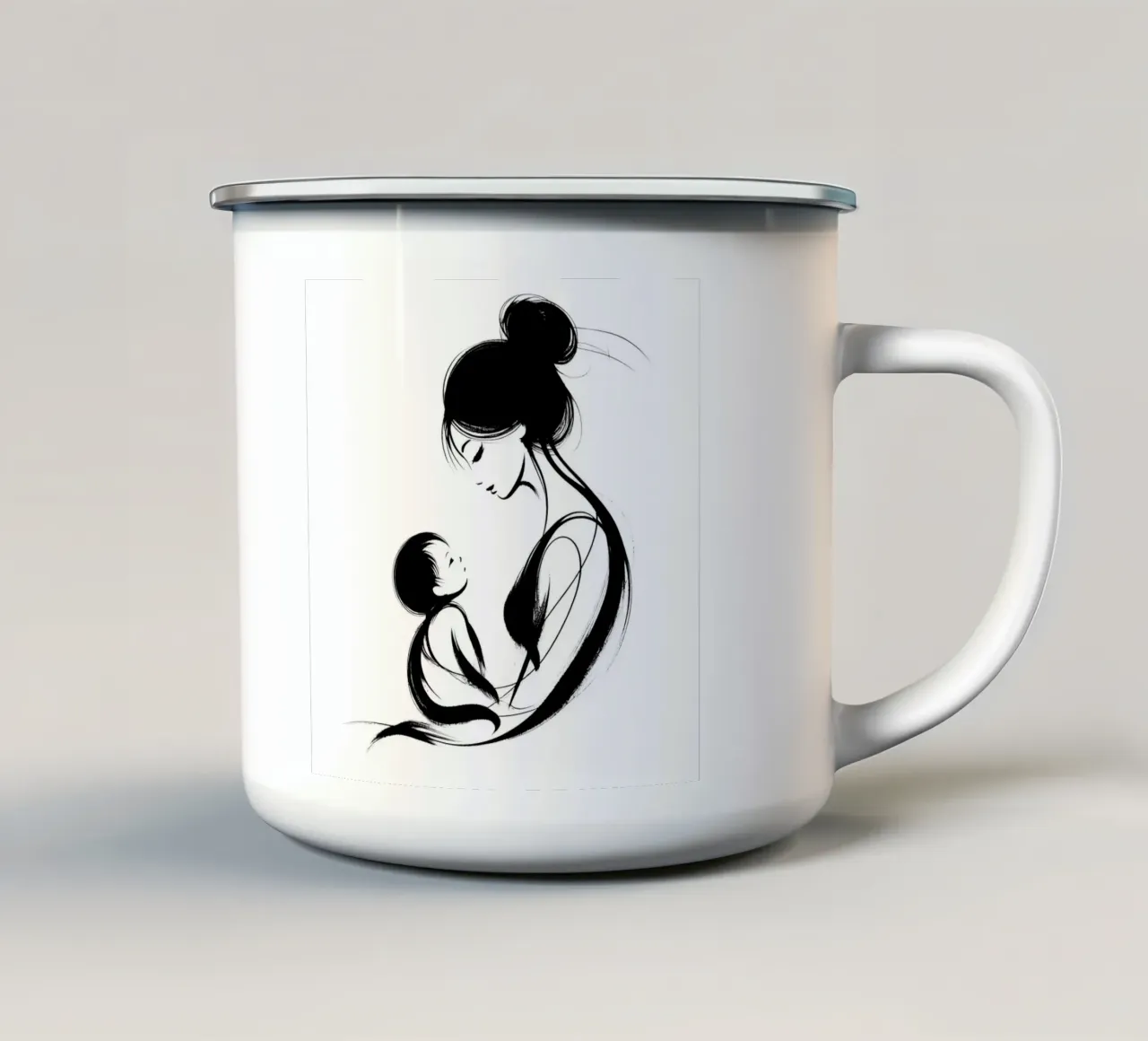 Madre e figlio tazza in smalto da Digital Naive