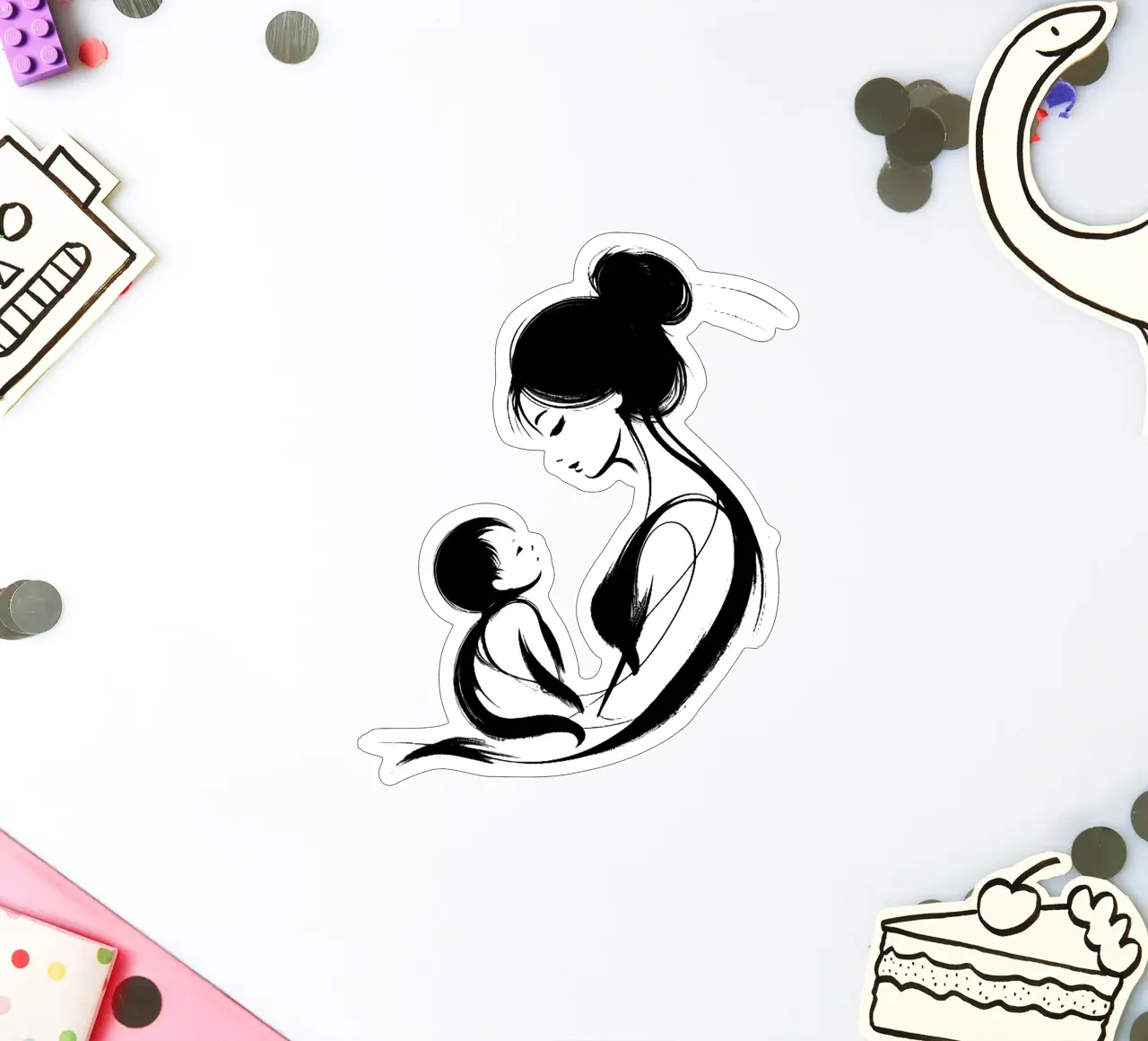 Mutter und Kind Sticker von Digital Naive