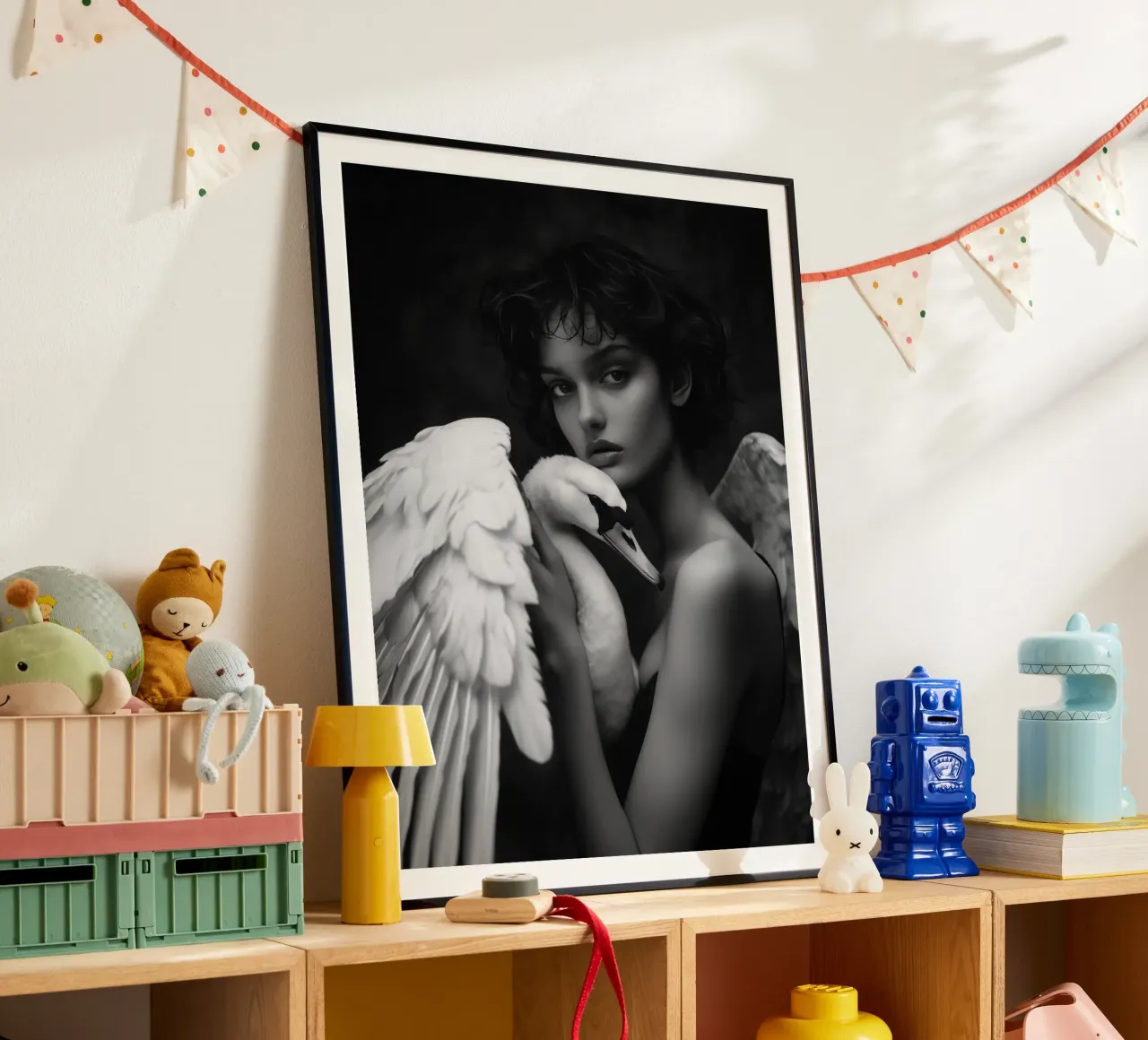 Leda con il cigno come angelo | bianco e nero carta hahnemühle da Autofocus