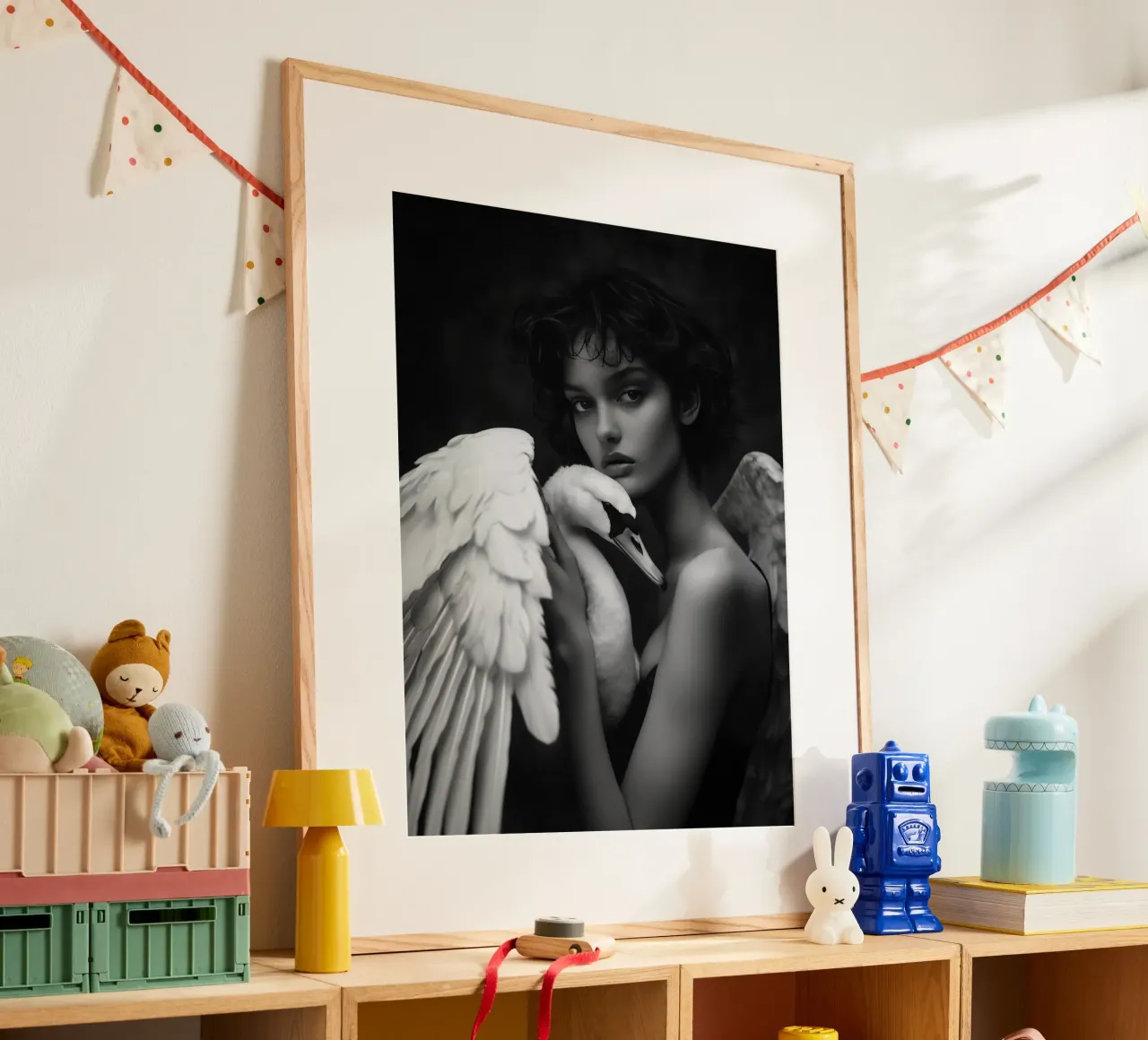 Leda con il cigno come angelo | bianco e nero carta hahnemühle da Autofocus