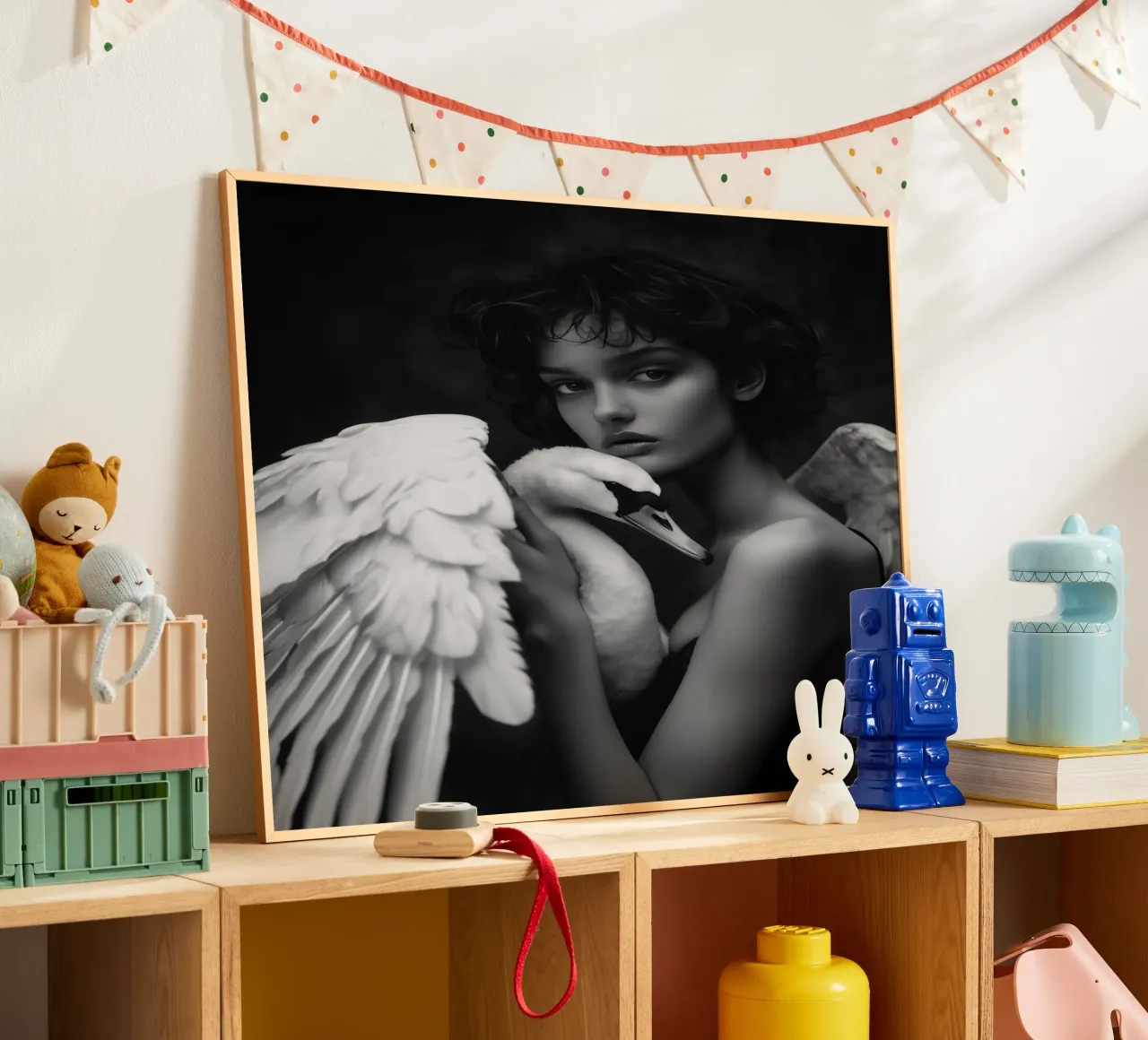 Leda con il cigno come angelo | bianco e nero carta hahnemühle da Autofocus