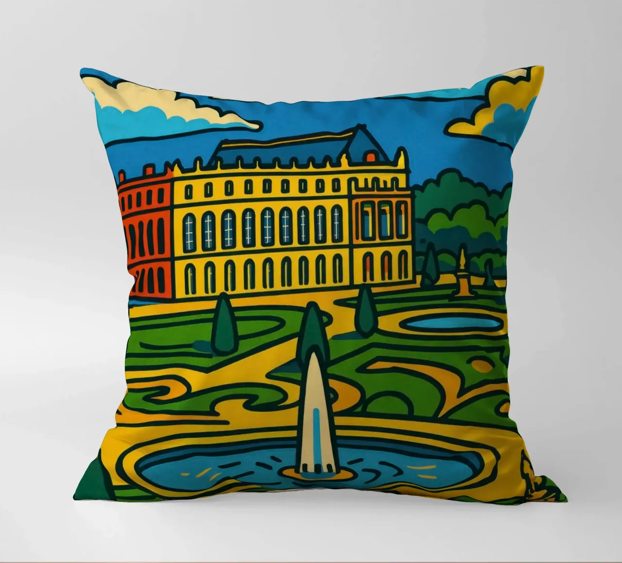La versione pop di Versailles: una grandezza geometrica cuscino da JETLAG | affiches voyage