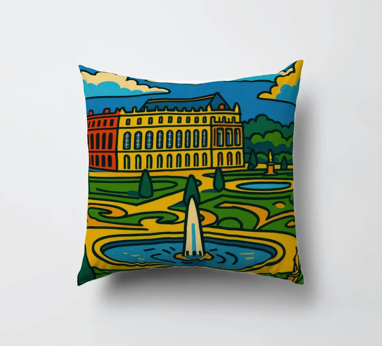 La versione pop di Versailles: una grandezza geometrica cuscino da JETLAG | affiches voyage