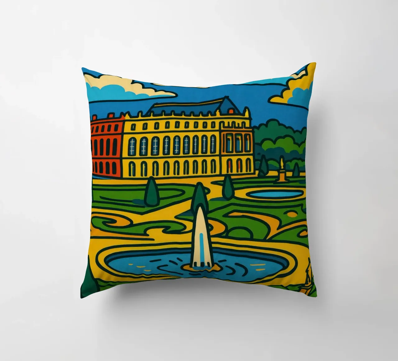 La versione pop di Versailles: una grandezza geometrica cuscino da JETLAG | affiches voyage