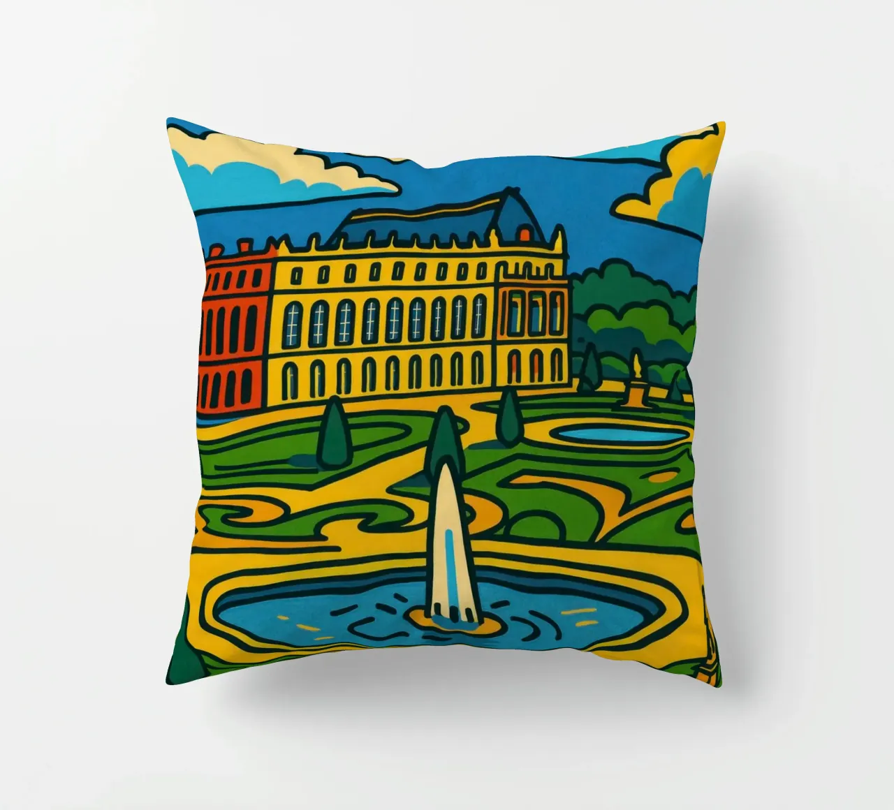 La versione pop di Versailles: una grandezza geometrica cuscino da JETLAG | affiches voyage