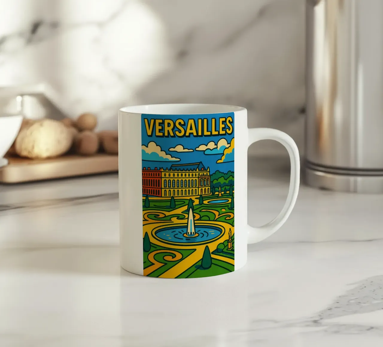 La versione pop di Versailles: una grandezza geometrica tazza in ceramica da JETLAG | affiches voyage