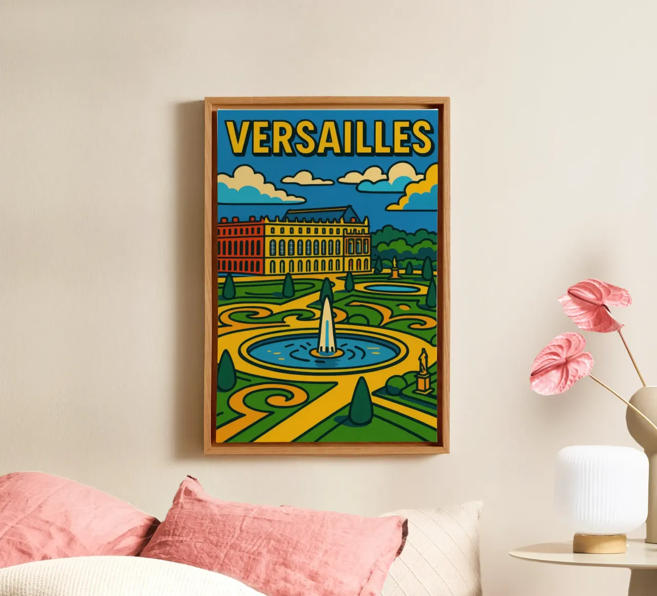 La versione pop di Versailles: una grandezza geometrica tela con Cornice a cassetta da JETLAG | affiches voyage
