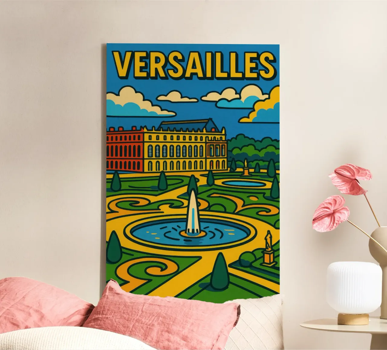 La versione pop di Versailles: una grandezza geometrica tela con Cornice a cassetta da JETLAG | affiches voyage