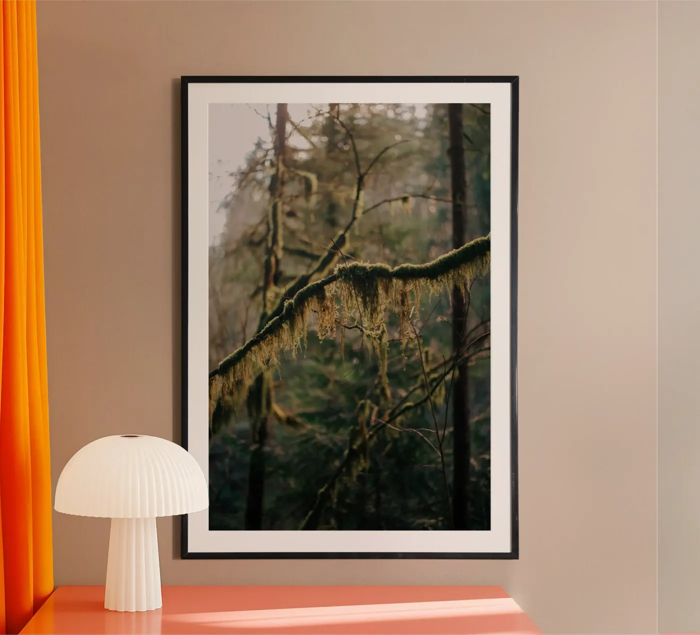 Hanging Moss poster met houten frame van wowhannahphotos