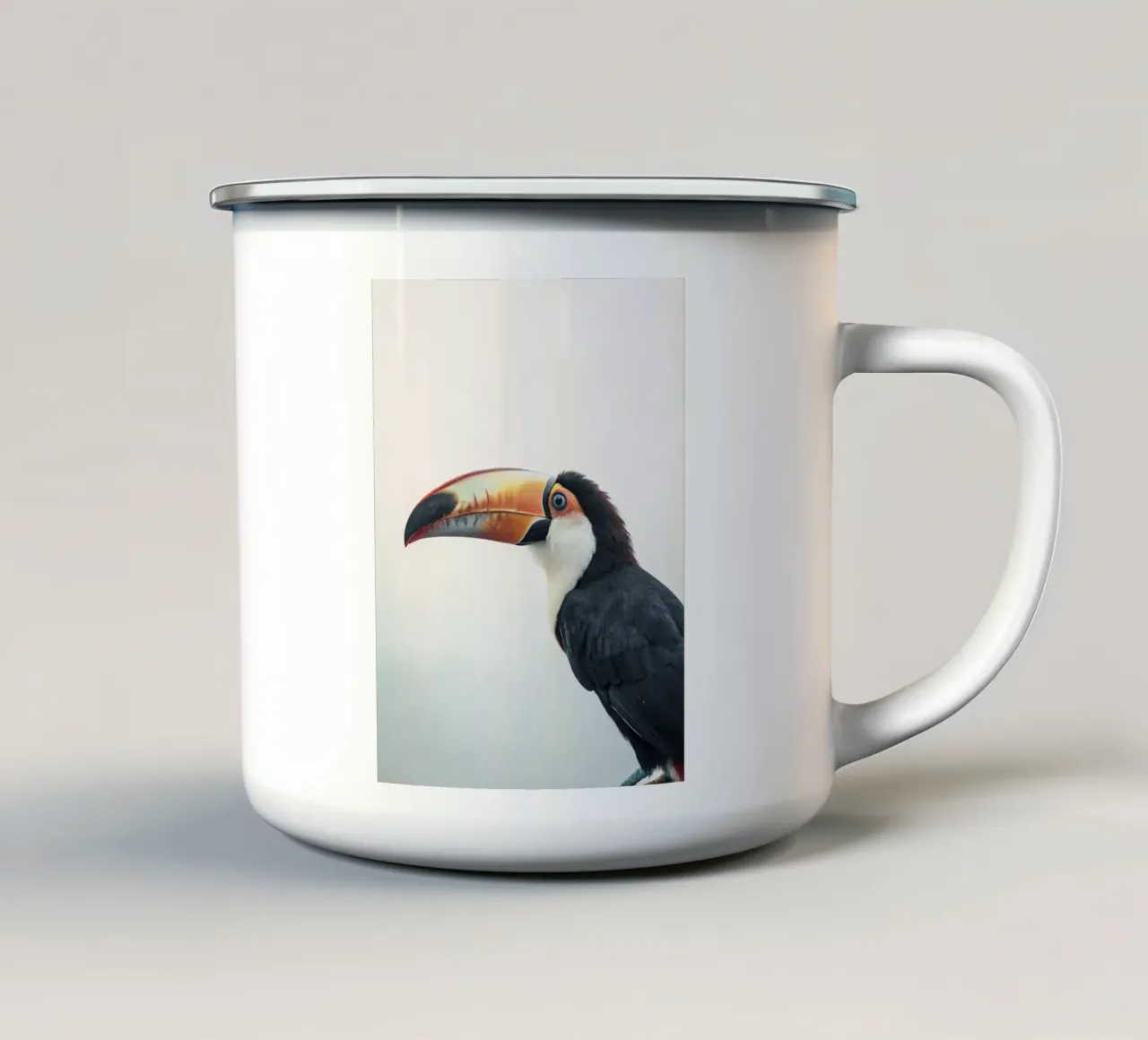 Un elegante tucano tazza in smalto da 🎁 ARTVI-SHOP