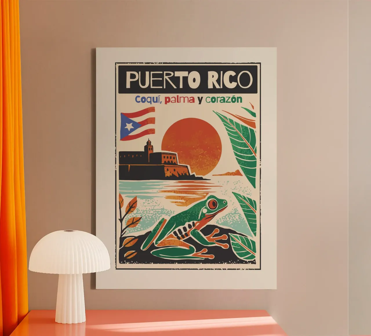 Porto Rico d'epoca tela con Cornice a cassetta da 🎁 ARTVI-SHOP