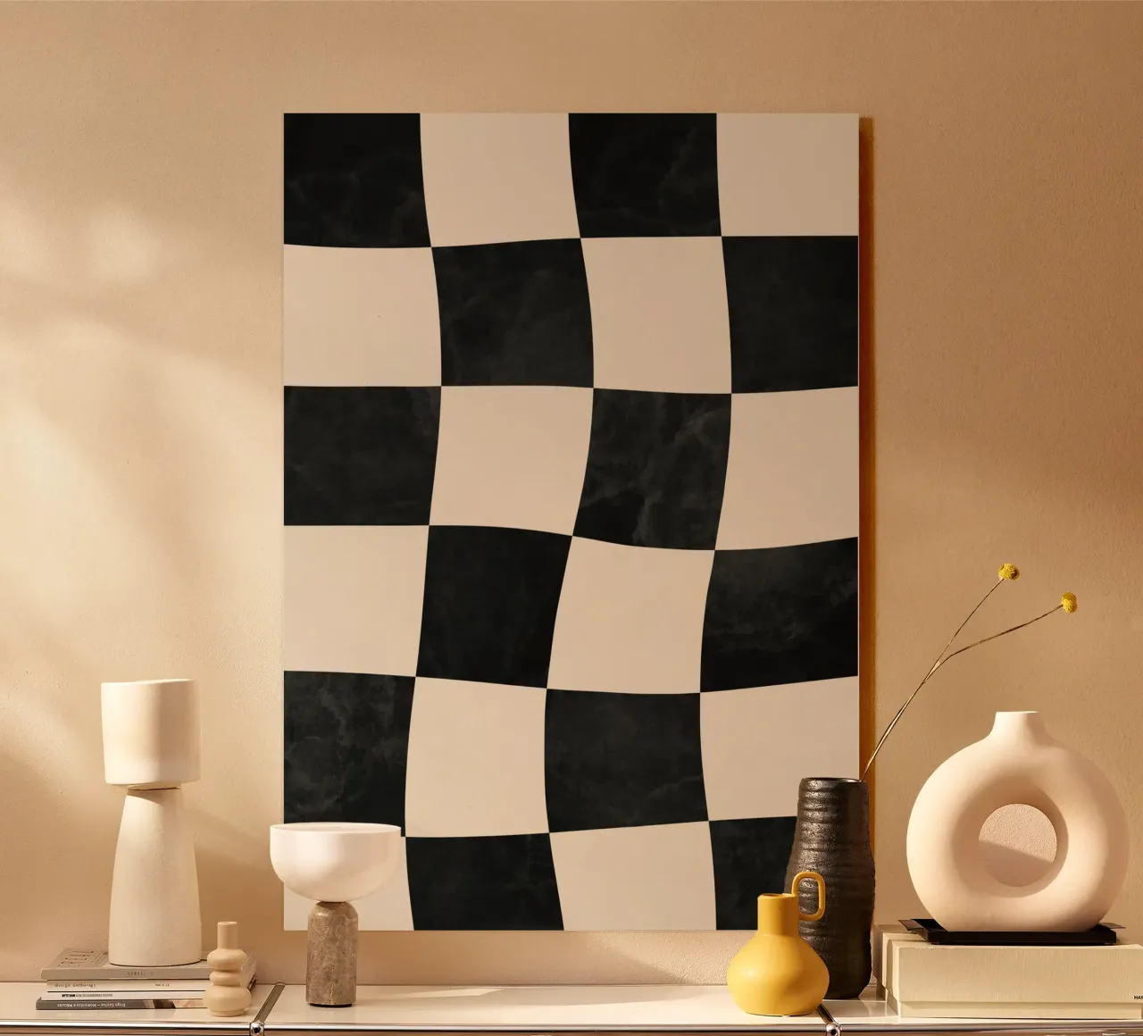 Scacchiera nera e beige alluminio dibond da Sixmai