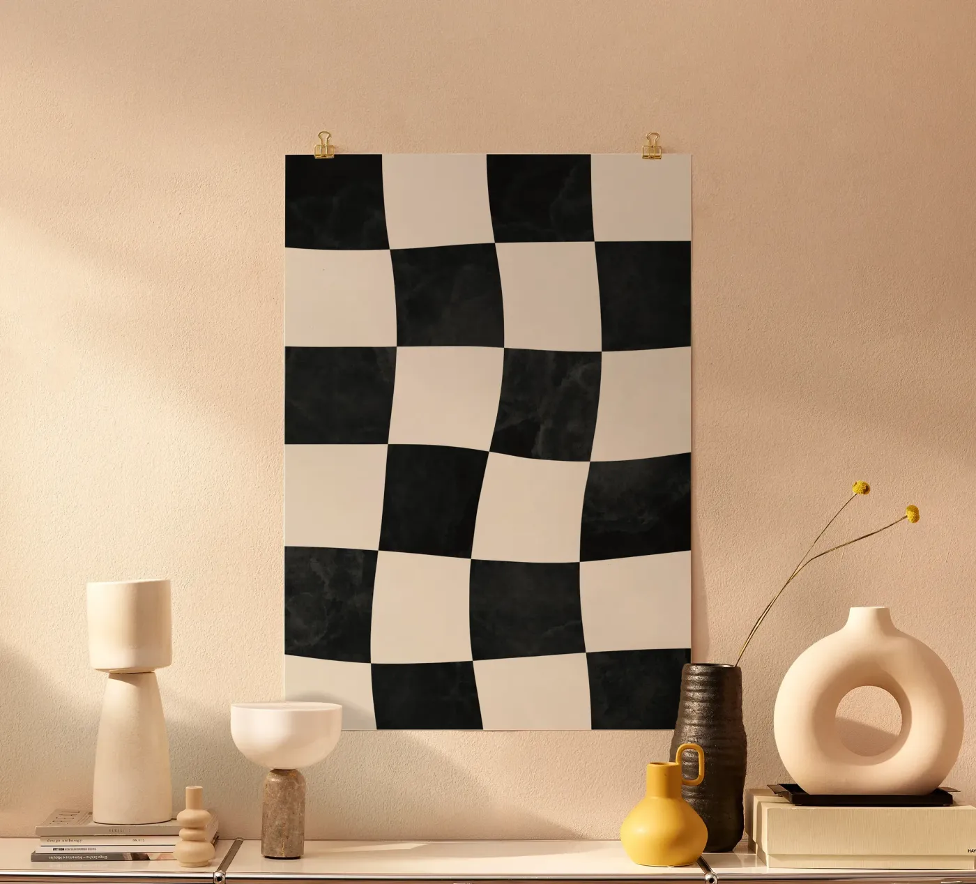 Scacchiera nera e beige poster da SixMaiAbstract