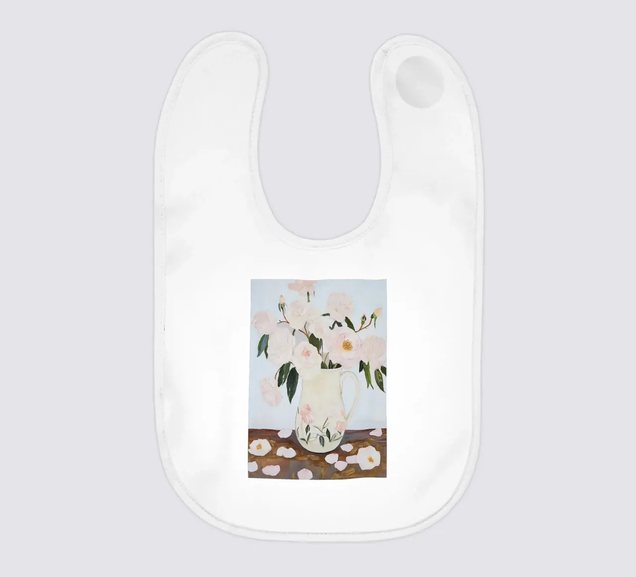 Roses in a Vase, Abstract Flower Painting baby bib by Little Lila