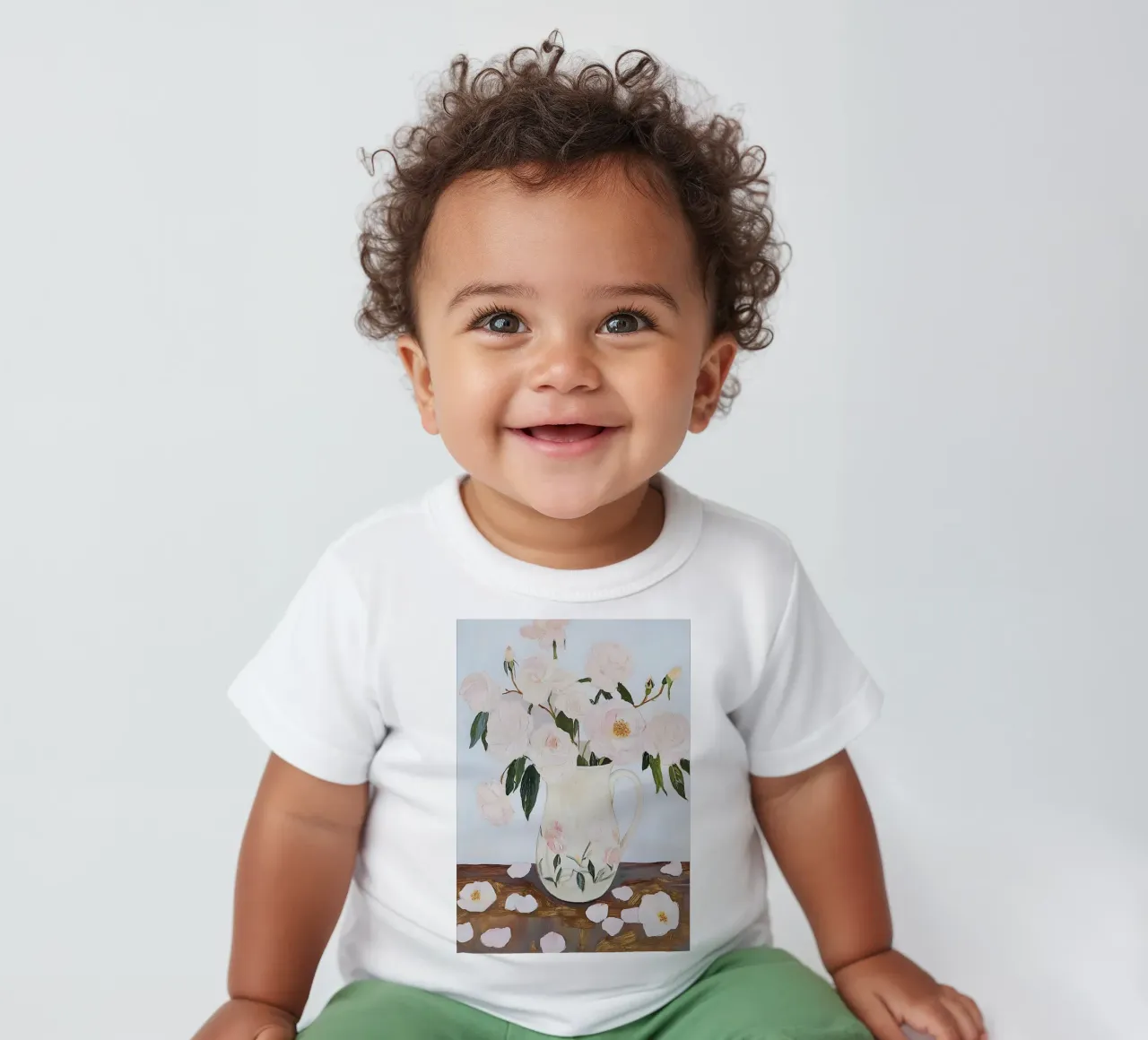 Roses in a Vase, Abstract Flower Painting baby t-shirt by Little Lila