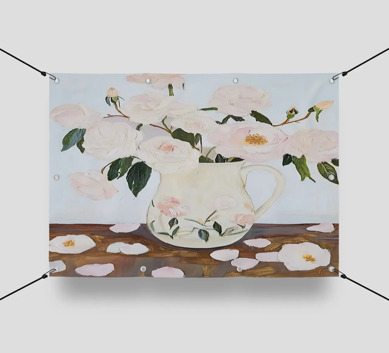 Rosen in einer Vase, abstrakte Blumenmalerei PVC Plane von Little Lila