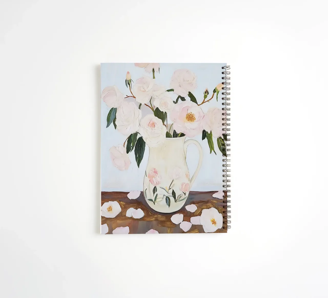 Rosas en un jarrón, pintura abstracta de flores cuaderno de espiral de Little Lila