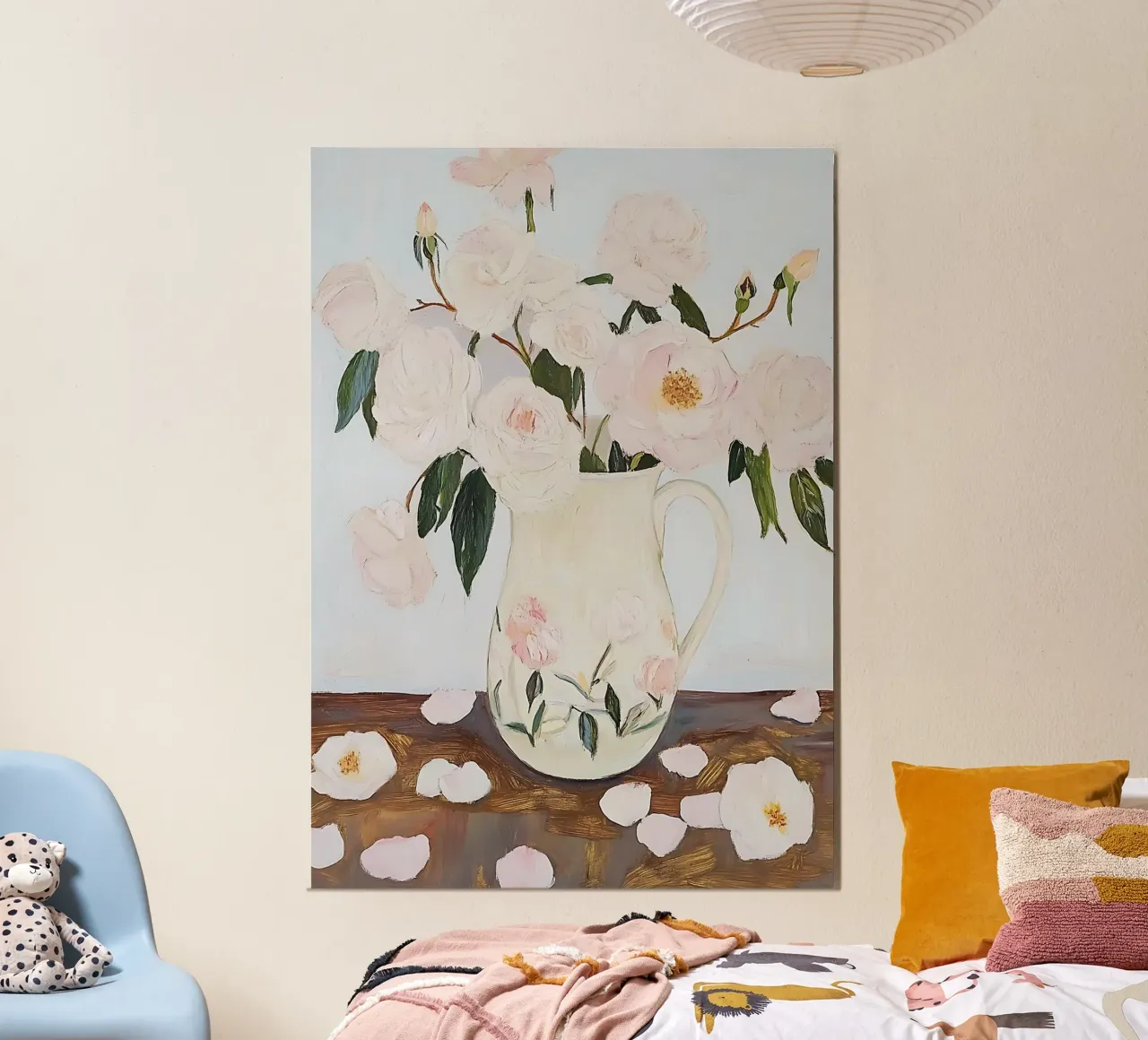 Rosen in einer Vase, abstrakte Blumenmalerei Hahnemühle von Little Lila