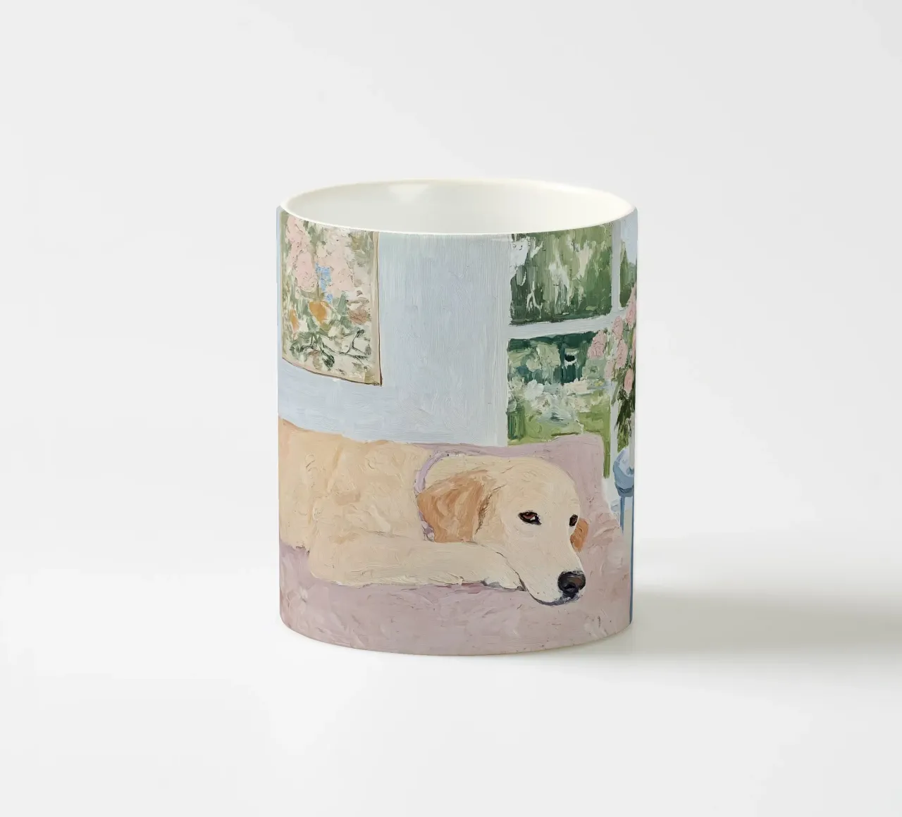 Labrador Retriever, abstracte moderne kunst, dierenliefhebber print keramische mok van Little Lila