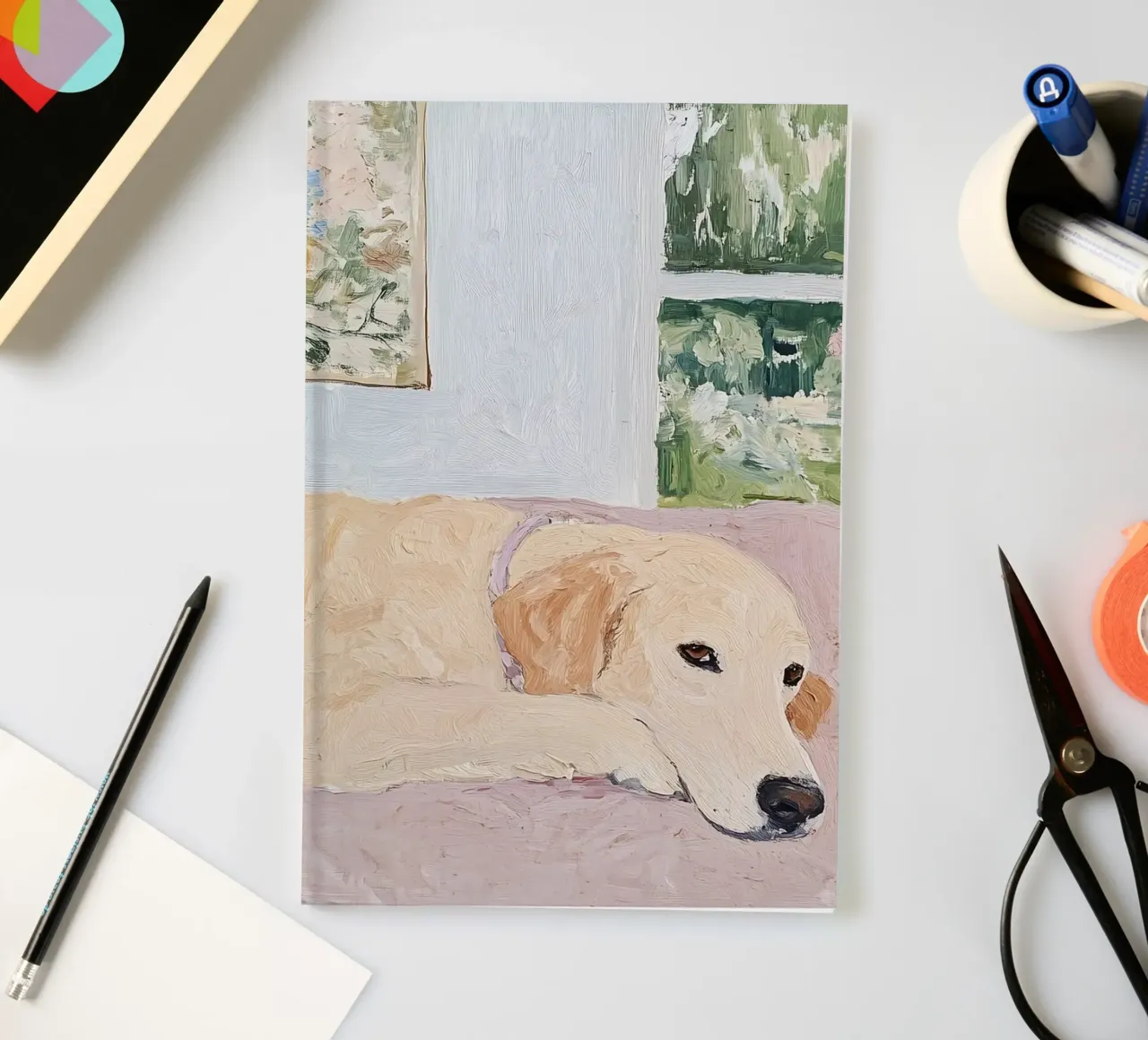 Labrador Retriever, Abstract Modern Art, Animal lover Print notebook by Little Lila