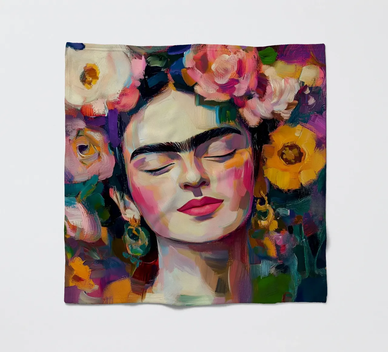Frida Flowery beauty fleece blanket by Carinaprint