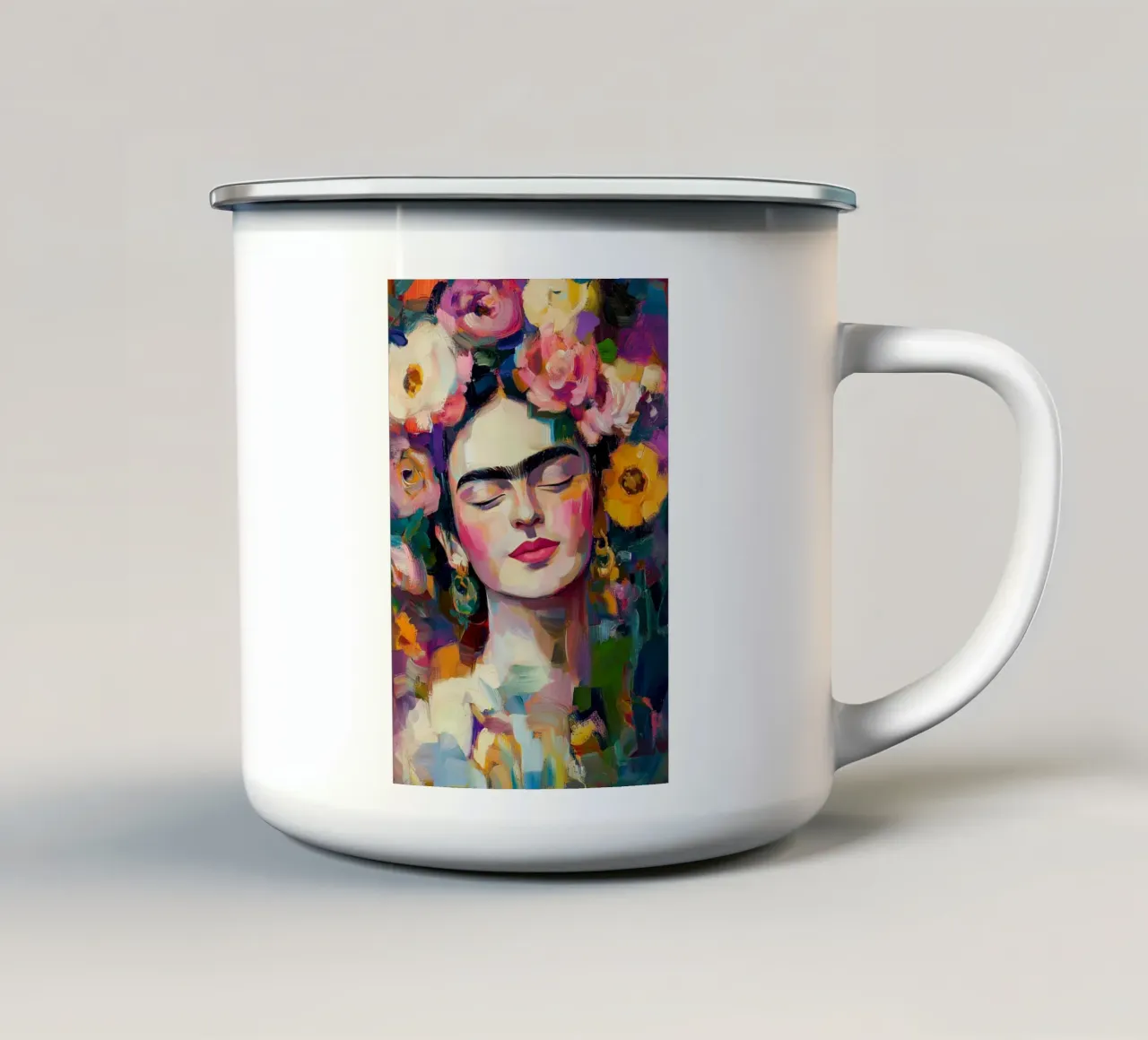 Frida Bellezza fiorita tazza in smalto da Carinaprint