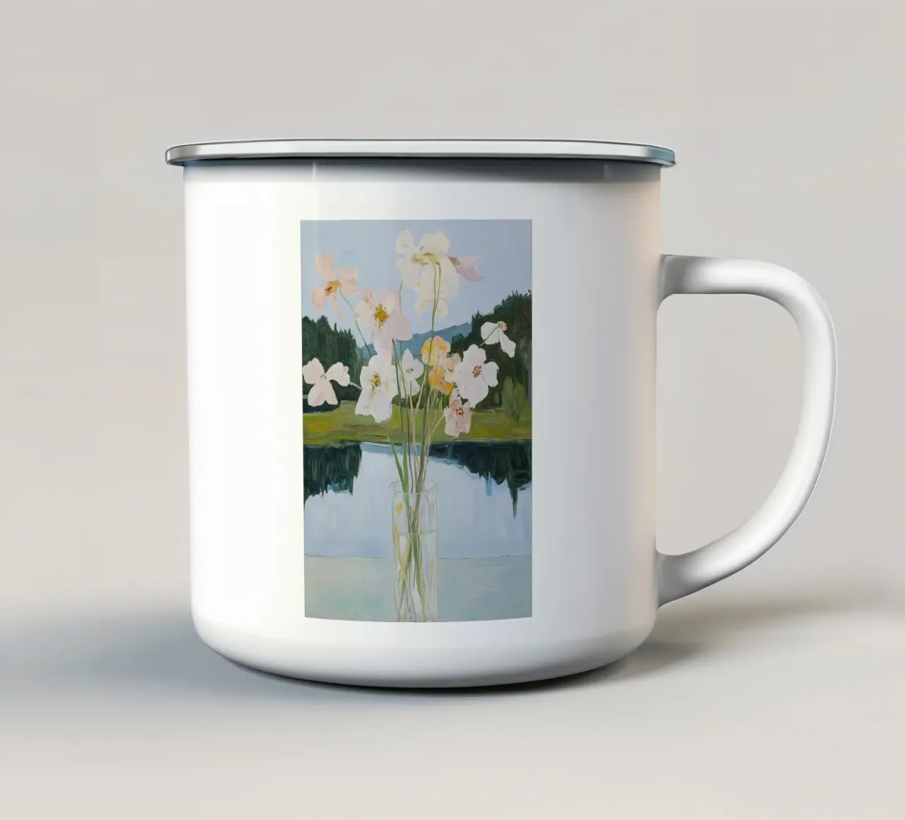 Bloemen abstracte kleurrijke kunst afdrukken, abstracte bloemen poster emaille mok van Little Lila