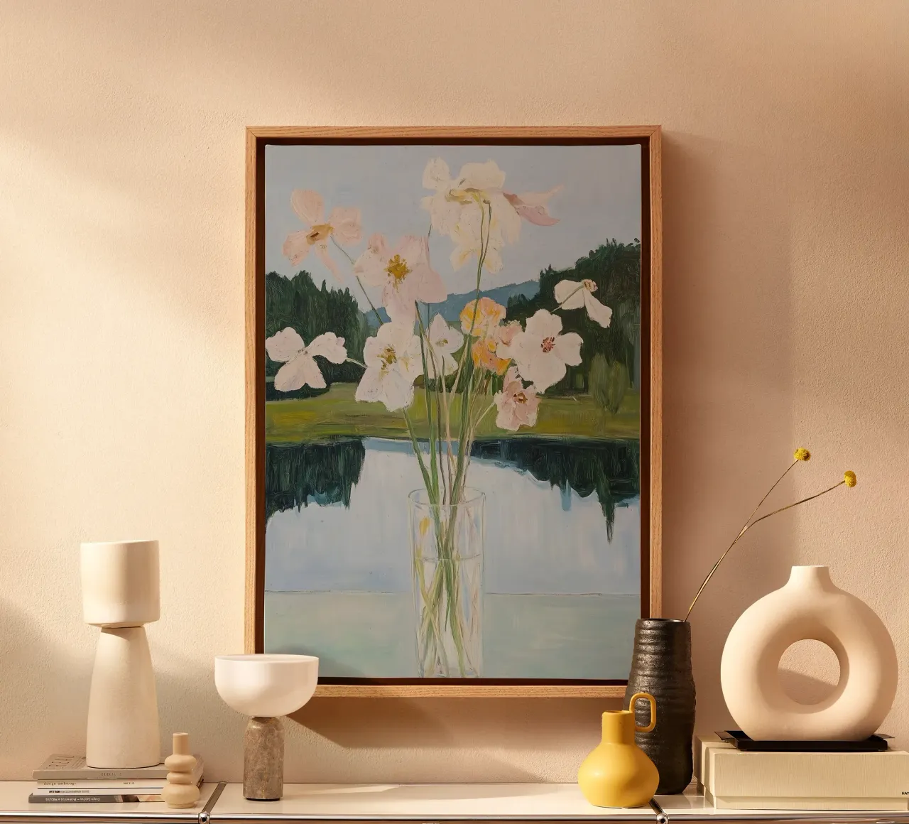 Bloemen abstracte kleurrijke kunst afdrukken, abstracte bloemen poster canvas van Little Lila