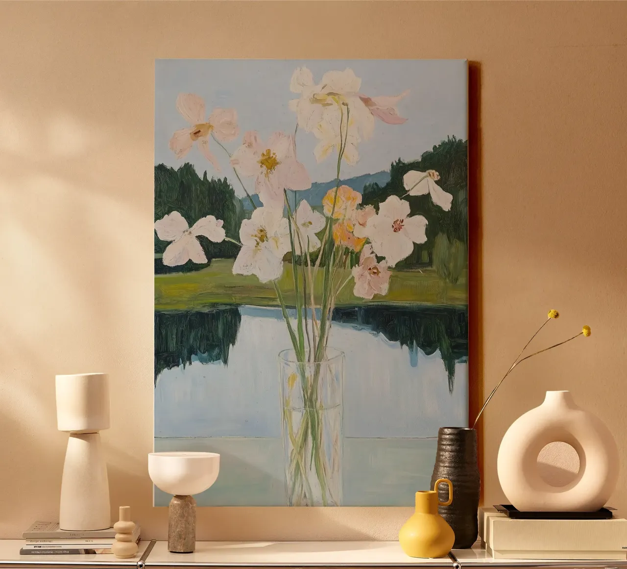 Bloemen abstracte kleurrijke kunst afdrukken, abstracte bloemen poster canvas van Little Lila